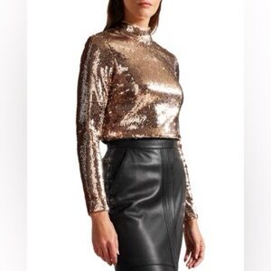 Ted Baker London Lovato Rose Gold Sequin Top NWT